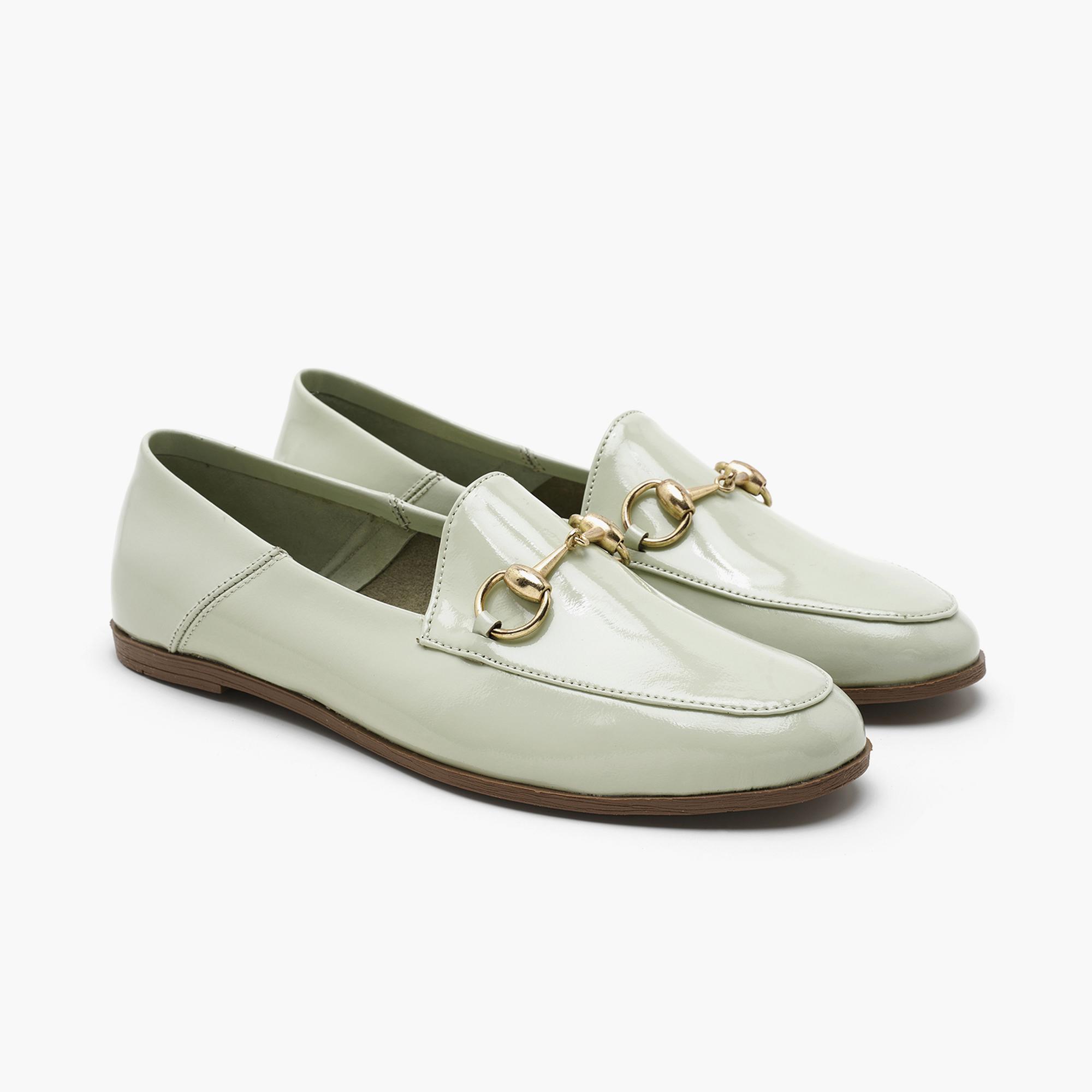 Kadın Açık Yeşil Rugan Deri Loafer