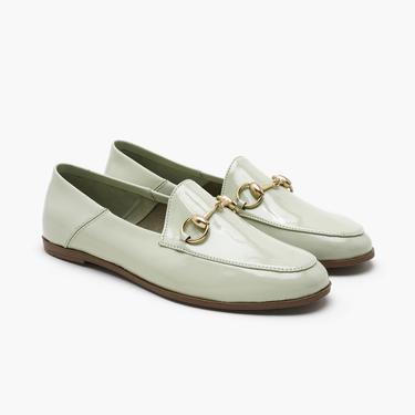  Kadın Açık Yeşil Rugan Deri Loafer