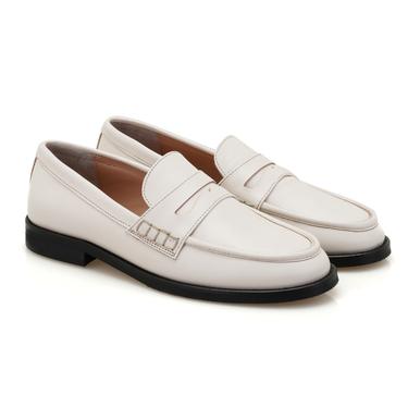  Kadın Ekru Deri Loafer
