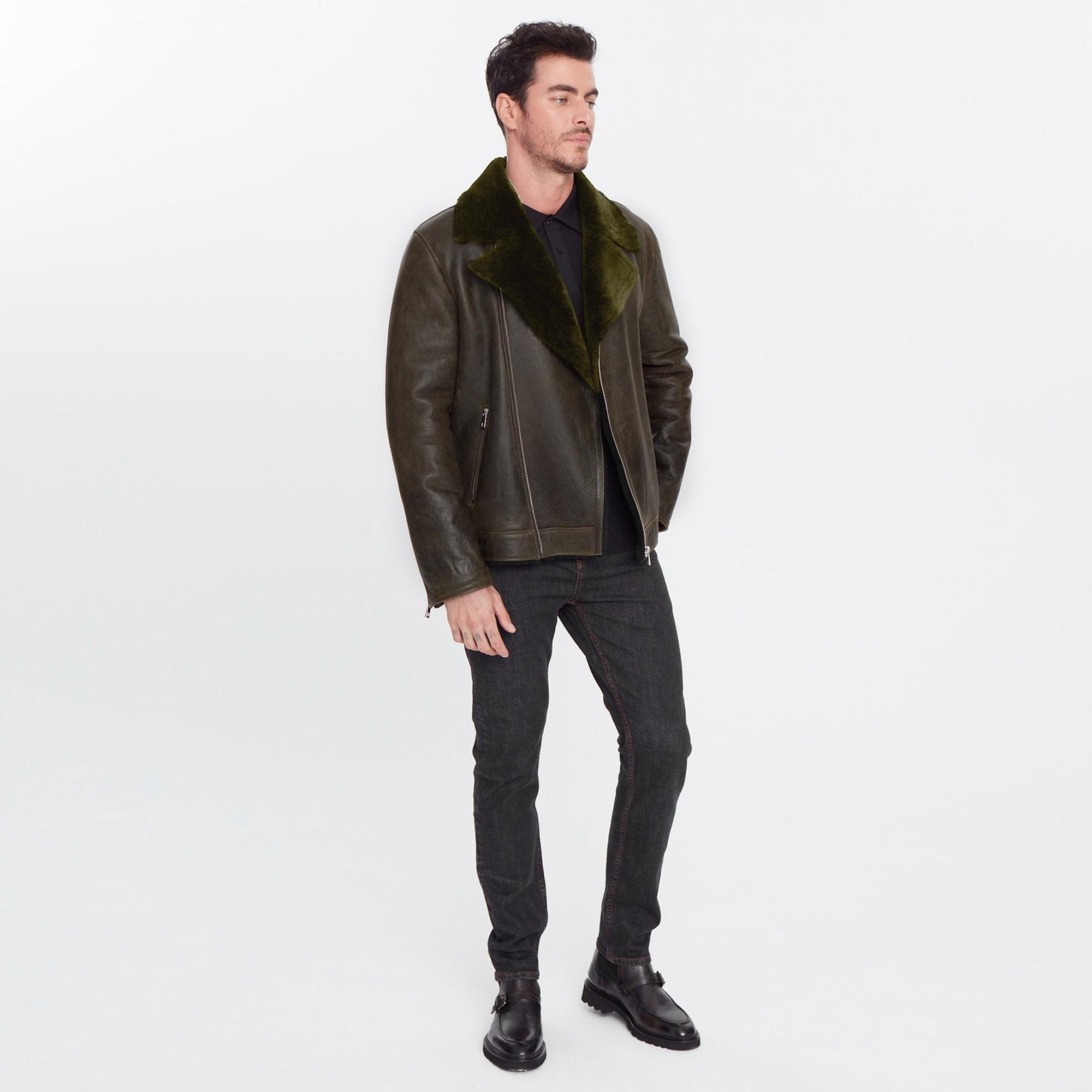 Ariance Yeşil Erkek Kürk Mont