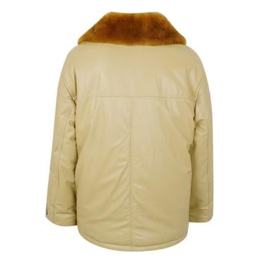  Auren Yeşil Kadın Deri Puffer Mont