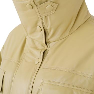  Auren Yeşil Kadın Deri Puffer Mont