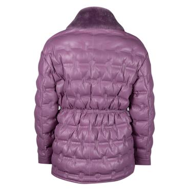  Avari Mor Kadın Puffer Deri Mont