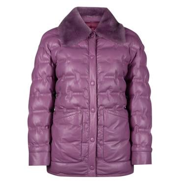  Avari Mor Kadın Puffer Deri Mont