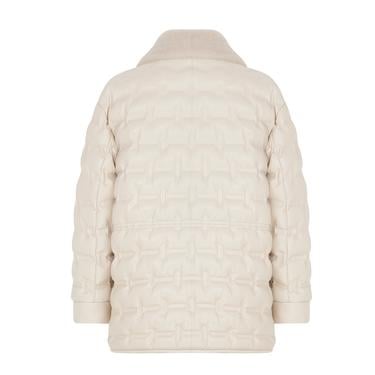  Avari Krem Kadın Puffer Deri Mont