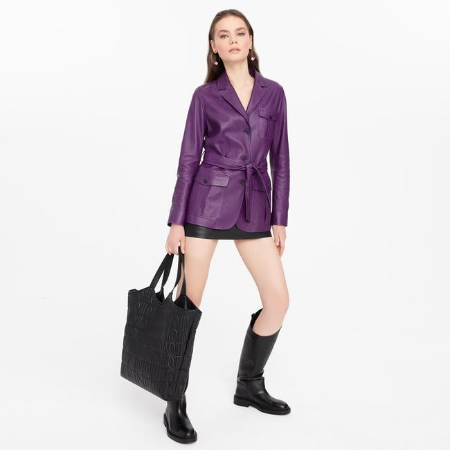  Aloha Mor Kadın Deri Ceket