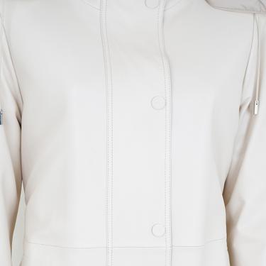  Biana Krem Kadın Kapüşonlu Deri Kaban