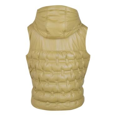  Anitra Kadın Yeşil Kapüşonlu Puffer Deri Yelek