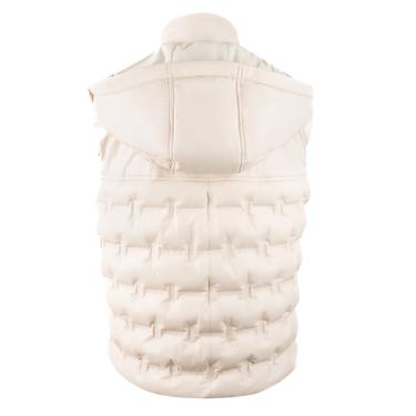  Anitra Krem Kadın Kapüşonlu Puffer Deri Yelek