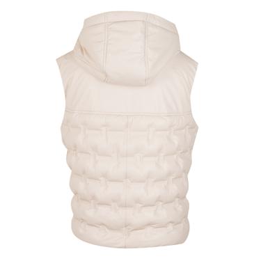  Anitra Krem Kadın Kapüşonlu Puffer Deri Yelek