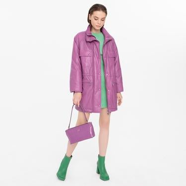  Ayiana Mor Kadın Deri Puffer Kaban