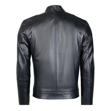  Manlio Siyah Erkek Deri Mont