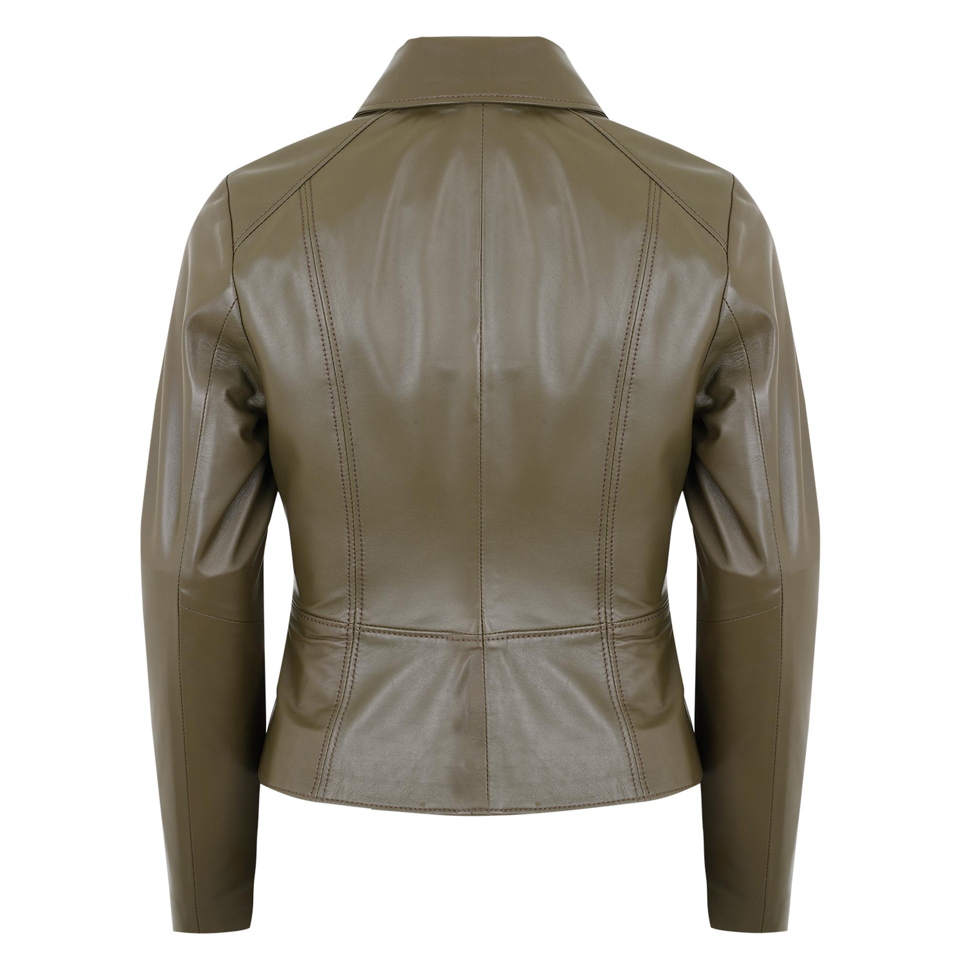 Adelie Haki Kadın Deri Mont