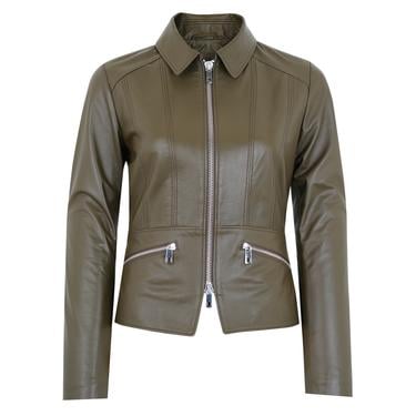  Adelie Haki Kadın Deri Mont