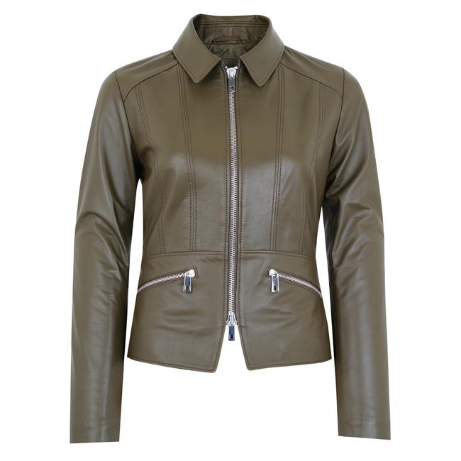  Adelie Haki Kadın Deri Mont