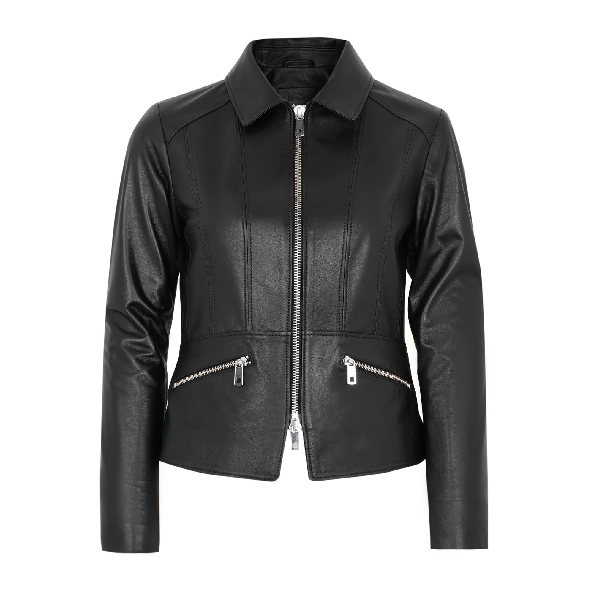 Adelie Siyah Kadın Deri Mont