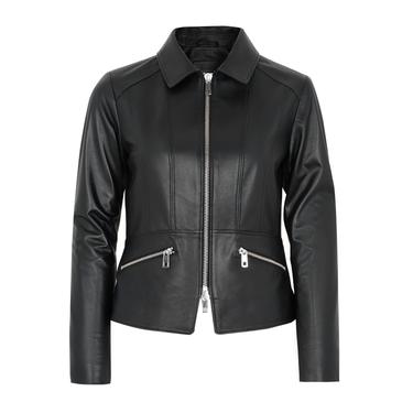  Adelie Siyah Kadın Deri Mont