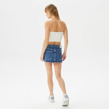  Calvin Klein Jeans Boucle Bustier Knitted Top Kadın Beyaz Bluz