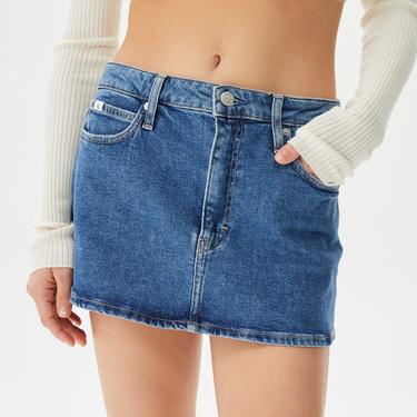  Calvin Klein Jeans Micro Mini Kadın Mavi Denim Etek