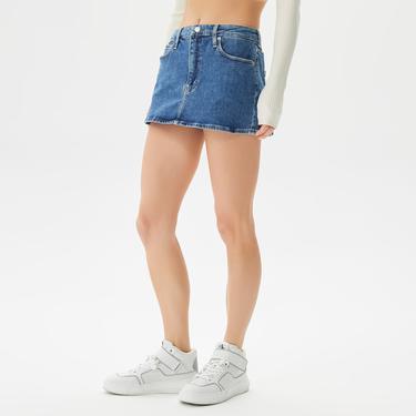  Calvin Klein Jeans Micro Mini Kadın Mavi Denim Etek