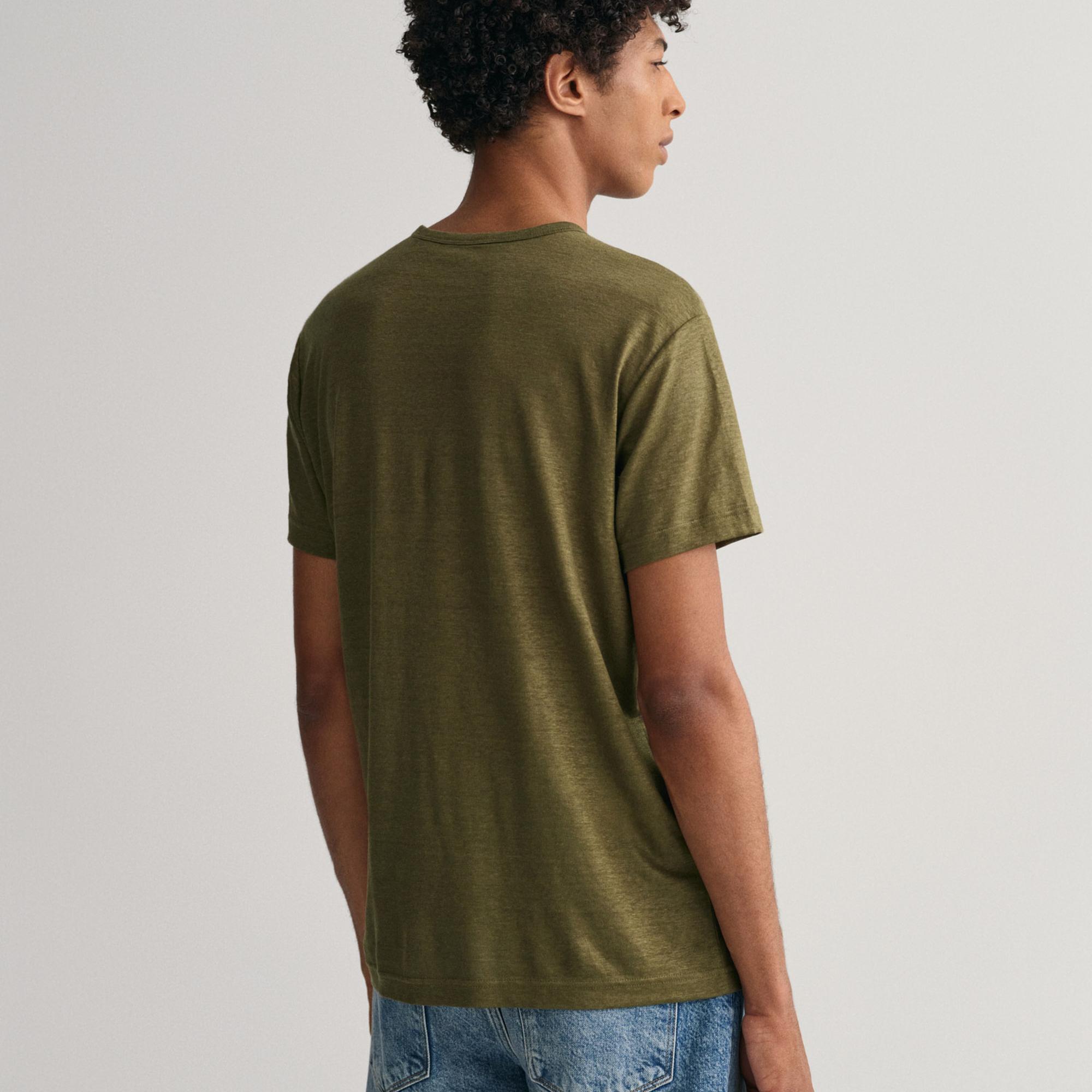 GANT Erkek Yeşil Regular Fit Bisiklet Yaka T-shirt