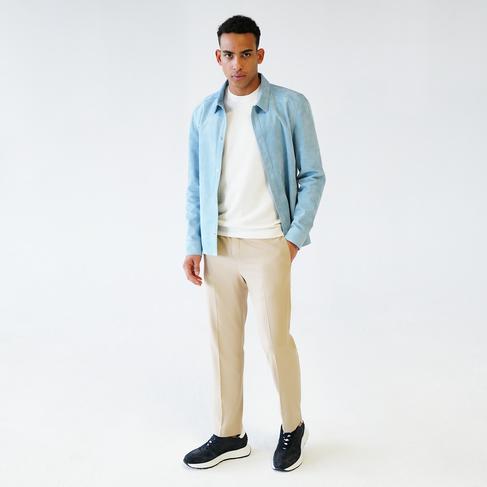  Osvaldo Mavi Erkek Süet Gömlek