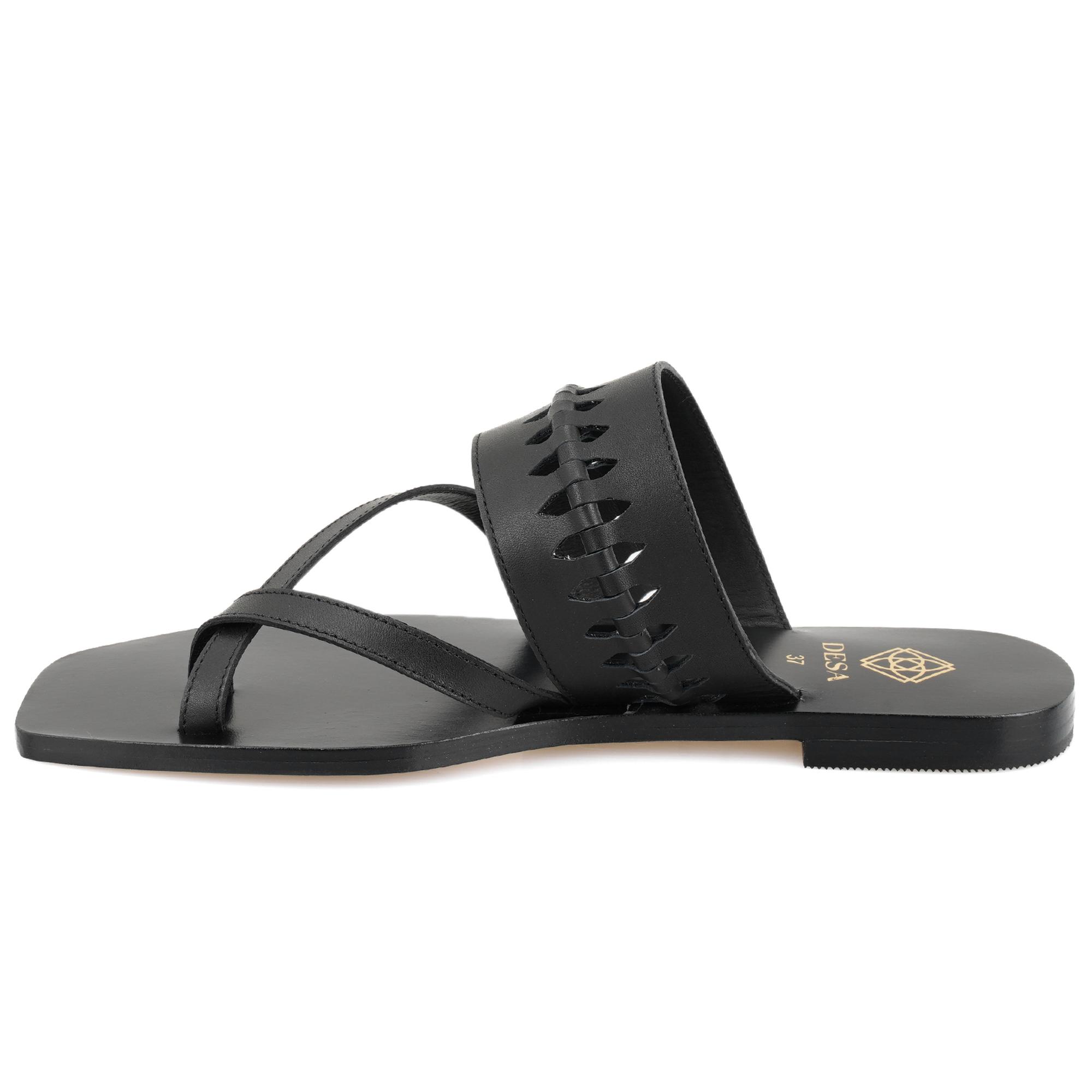 Kadın Siyah Parmak Arası Deri Terlik