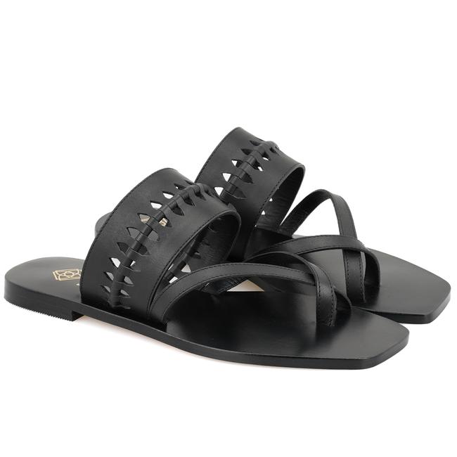  Kadın Siyah Parmak Arası Deri Terlik