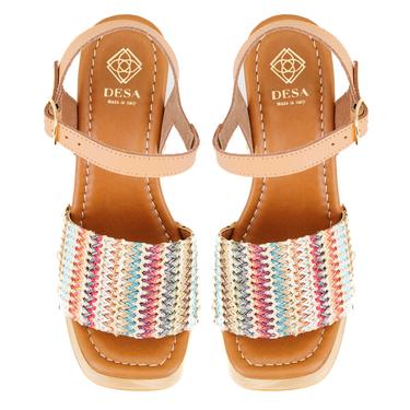  Kadın Hasır Örgülü Topuklu Sandalet