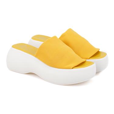  Kadın Sarı Platform Tabanlı Terlik