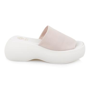  Kadın Beyaz Platform Tabanlı Terlik