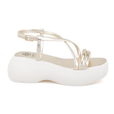  Kadın Altın Dolgu Tabanlı Sandalet