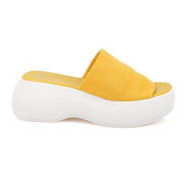  Kadın Sarı Platform Tabanlı Terlik