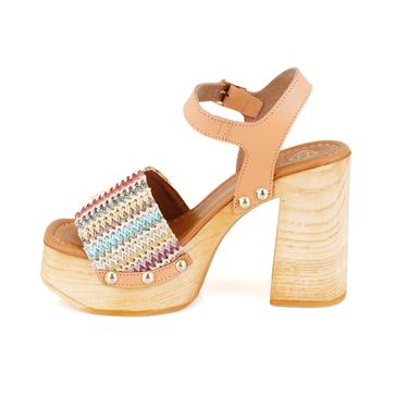  Kadın Hasır Örgülü Topuklu Sandalet