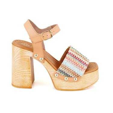  Kadın Hasır Örgülü Topuklu Sandalet