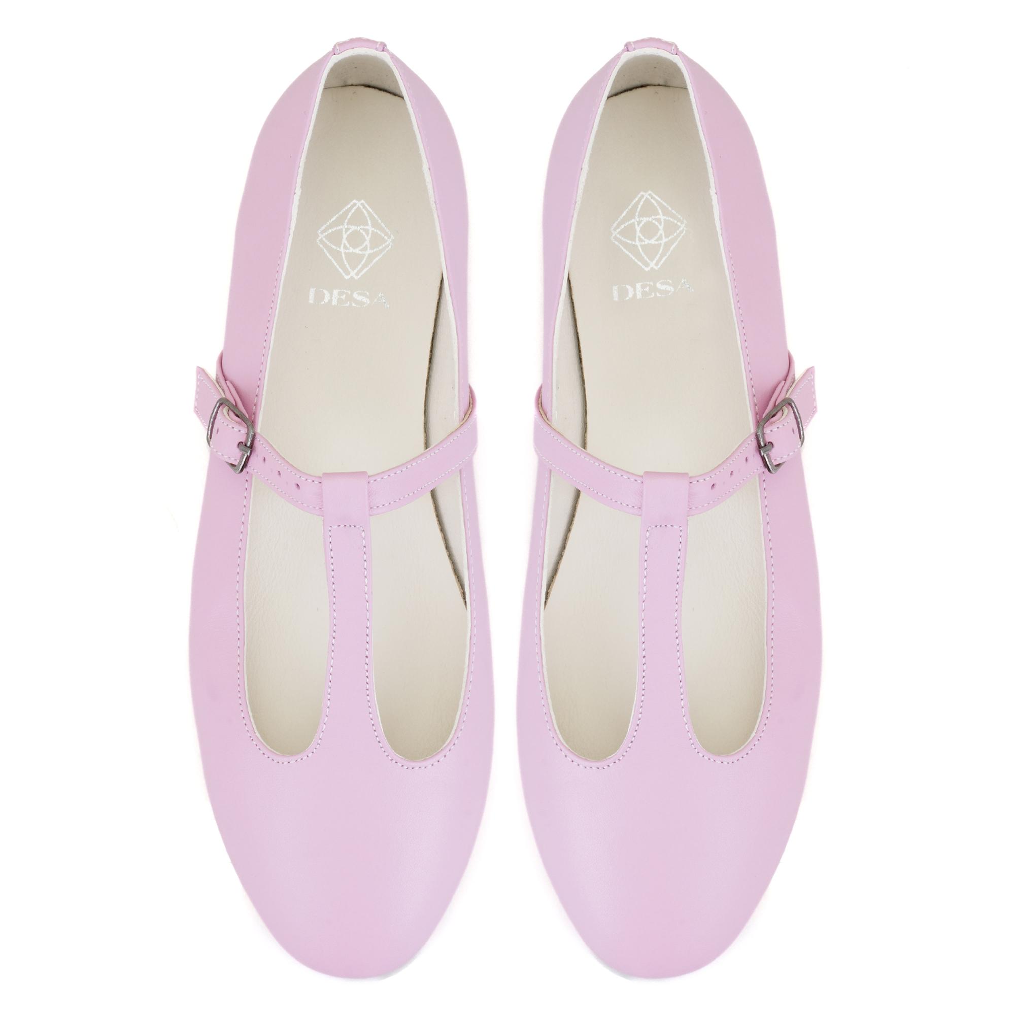 Kadın Pembe T-Bant Mary Jane Deri Babet