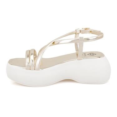  Kadın Altın Dolgu Tabanlı Sandalet