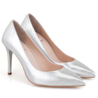  Kadın Gümüş Topuklu Abiye Ayakkabı