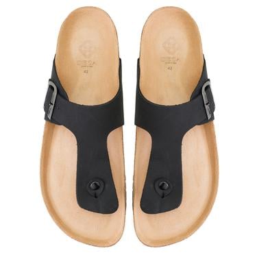  Karen Siyah Erkek Parmak Arası Nubuk Deri Terlik