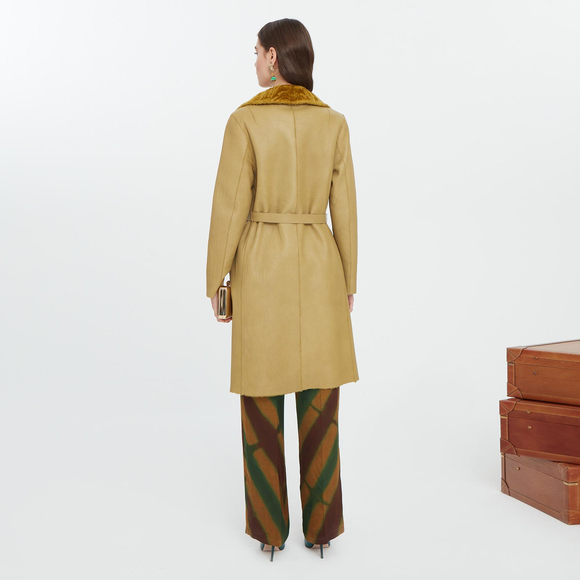 Charla Yeşil Kadın Çift Taraflı Yünlü Kaban