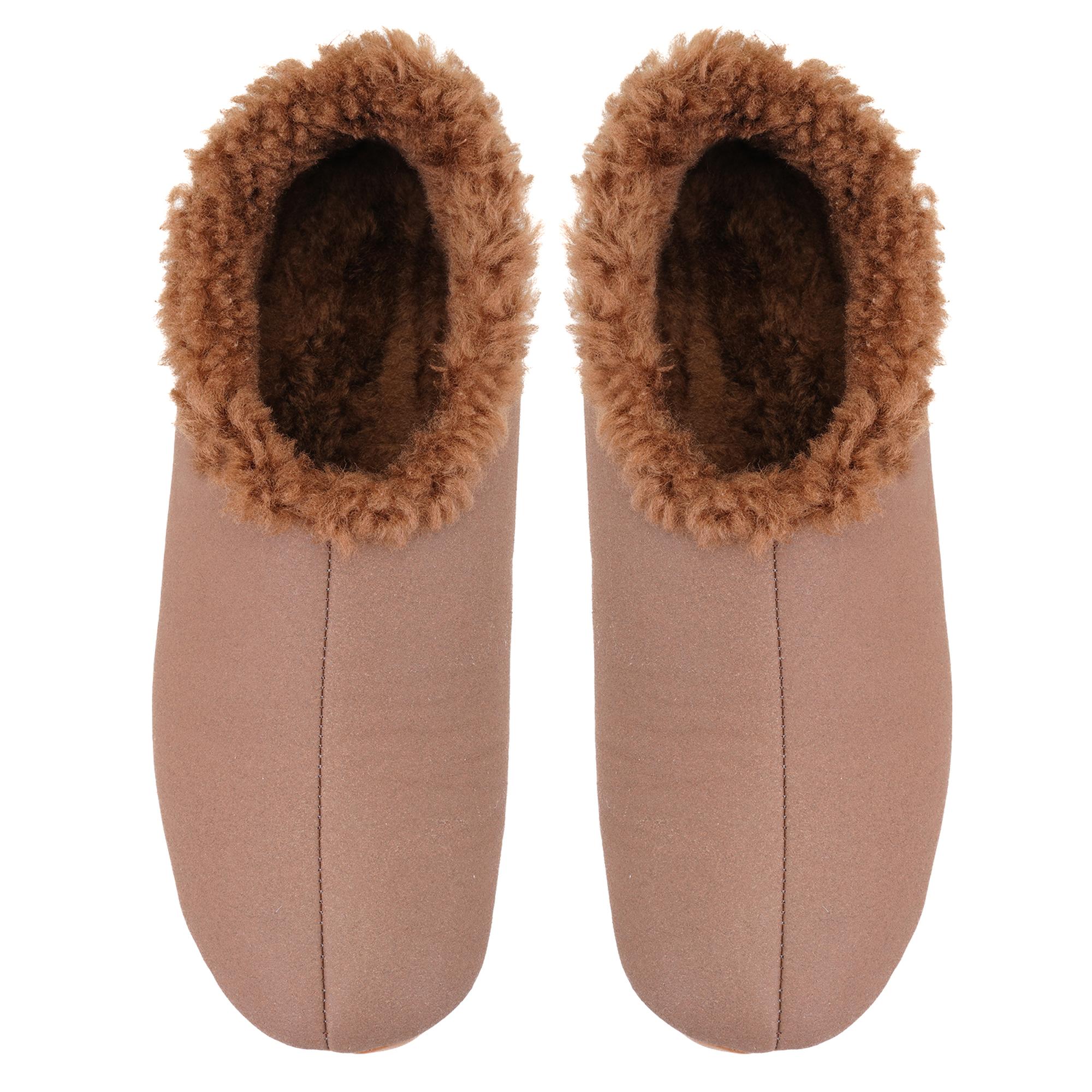 Kahve Kadın Fluffy Yünlü Patik