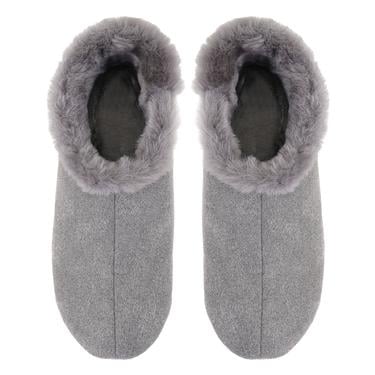  Gri Kadın Fluffy Yünlü Patik