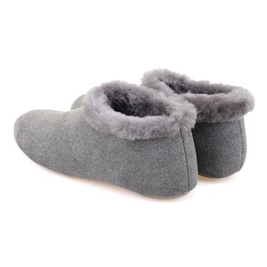  Gri Kadın Fluffy Yünlü Patik