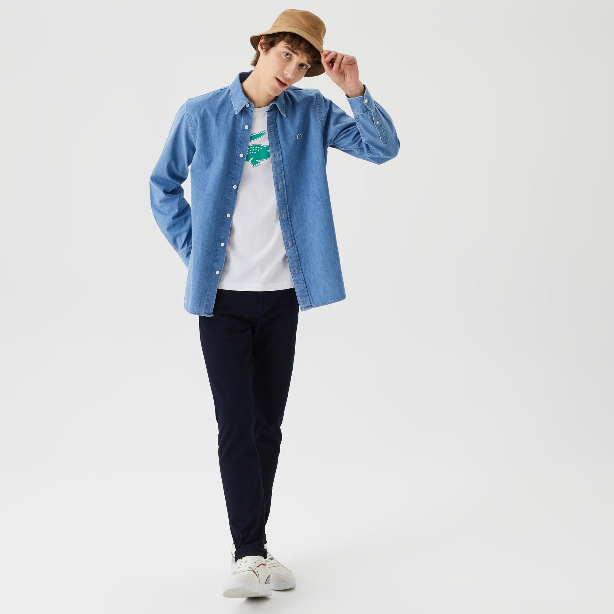 Erkek Regular Fit Denim Mavi Gömlek