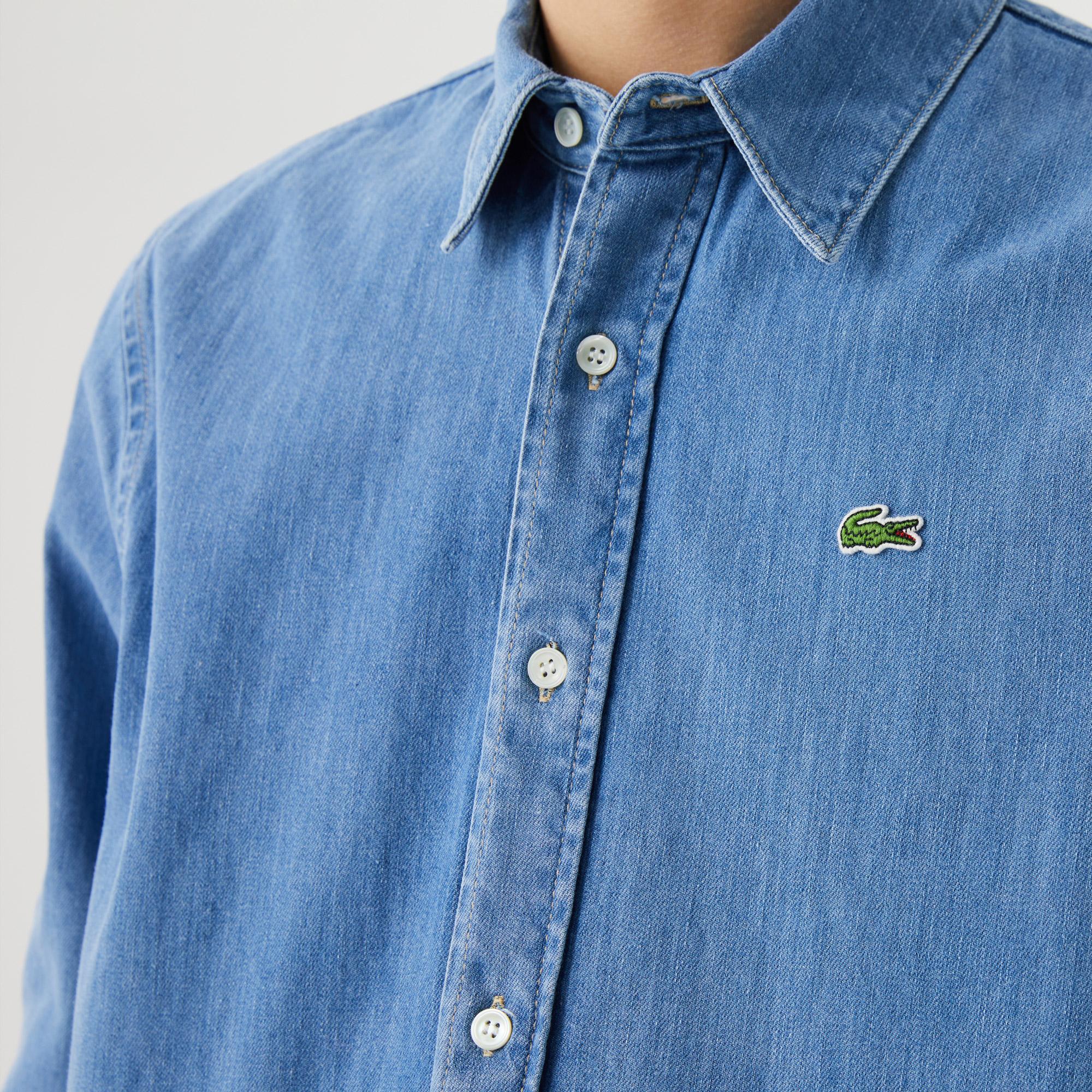 Lacoste Erkek Regular Fit Denim Mavi Gömlek