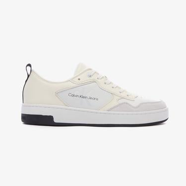  Calvin Klein Jeans Basket Cupsole Low Leather Mono Erkek Bej Sneaker