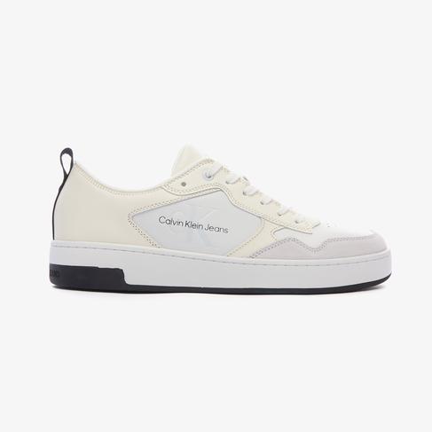  Calvin Klein Jeans Basket Cupsole Low Leather Mono Erkek Bej Sneaker