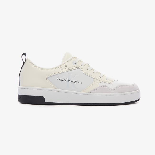  Calvin Klein Jeans Basket Cupsole Low Leather Mono Erkek Bej Sneaker