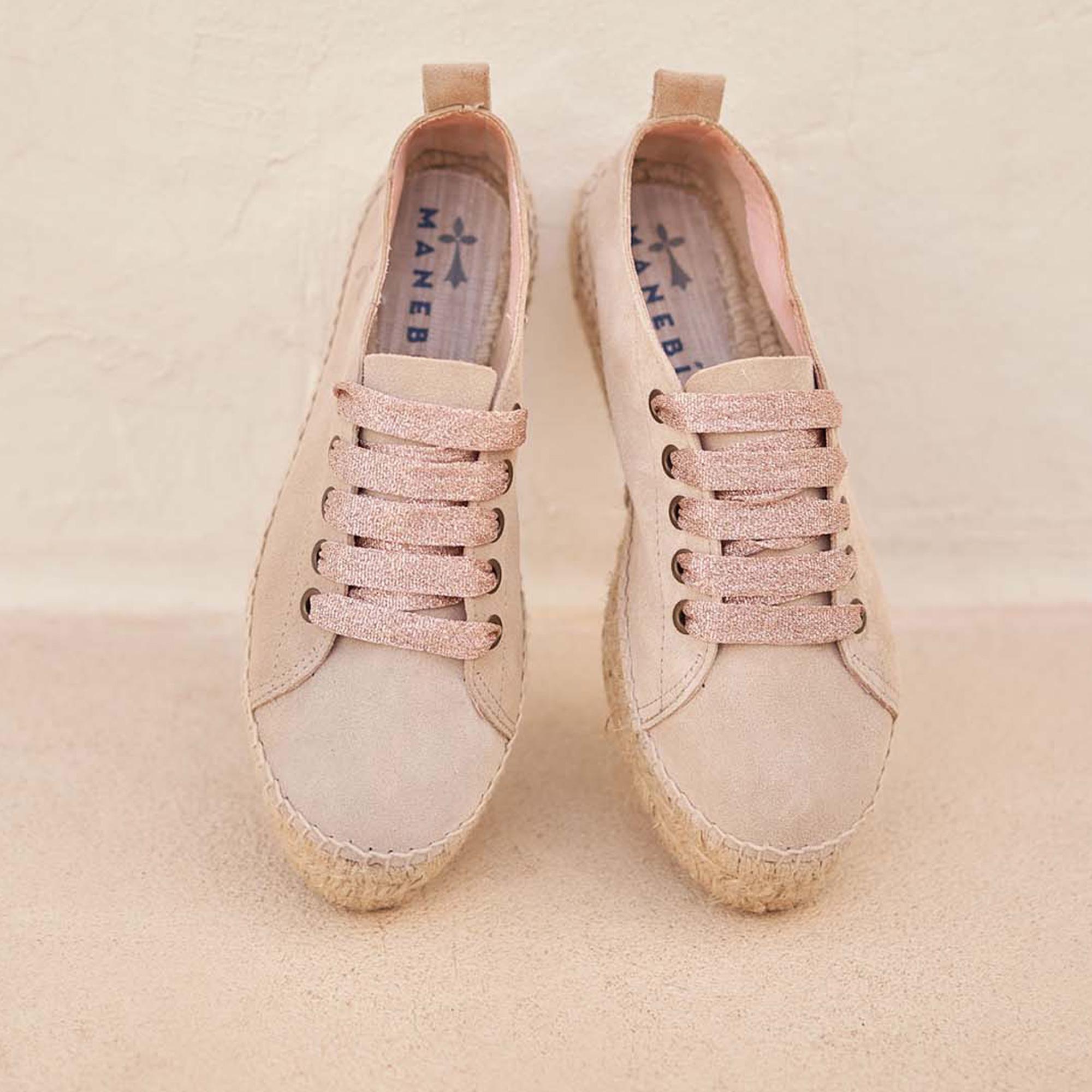 Manebi Bağcıklı Kadın Bej Espadril