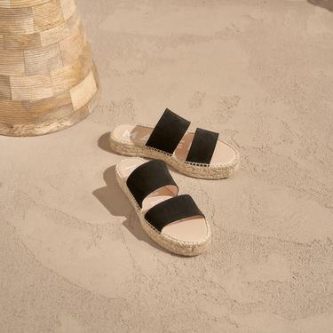  Manebi Double Sole Çift Bantlı Kadın Siyah Terlik